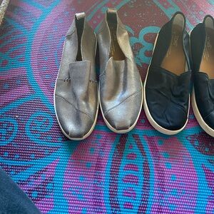 Silver and Black Slip-On Shoes